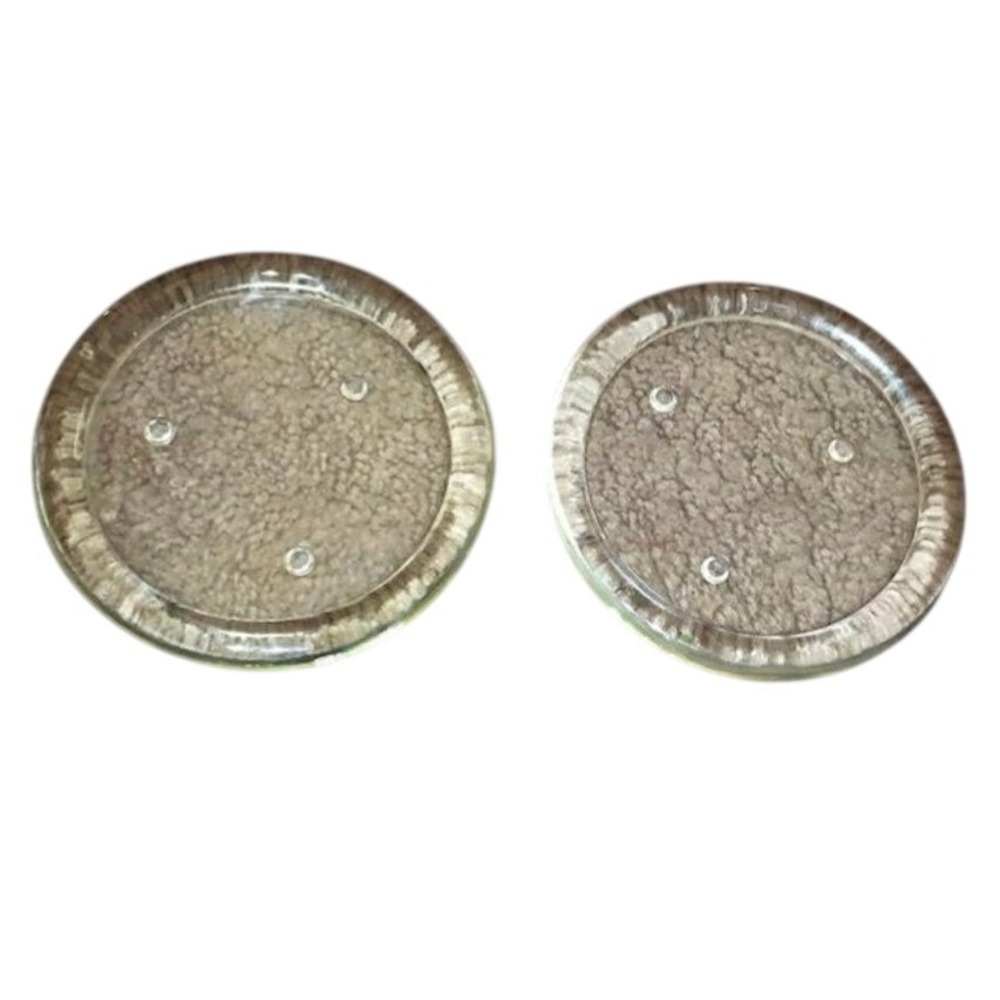 Clear Glass Round Plate/Tray Trivet 3 footed Coaster Candle Holders ( Set Of 2)
